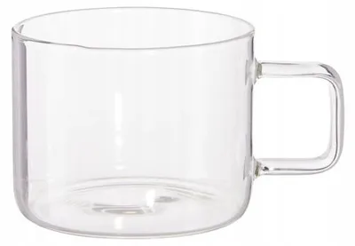 Produktbild von Transparenter Borosilikat Glasbecher 375 ml mit Henkel, hitzebeständig für Kaffee & Tee