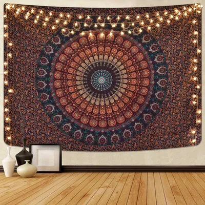 Immagine prodotto di Tappeto da parete 150 x 200 cm - Mandala - Stile bohémien - Tappeto da parete - Decorazione da parete - Sostenibile - Tessuto morbido
