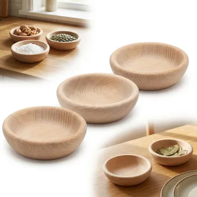 Zdjęcie produktu dla MISECZKA BUKOWA surowa 3 sztuki 12 cm DREWNIANA MISA naturalna do kuchni