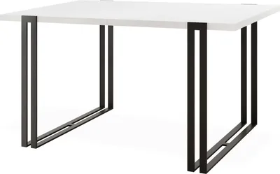 Obrázek produktu pro Rozkládací jídelní stůl - Velký stůl v loftovém stylu s černými kovovými nohami 160 až 260 cm - Industriální stůl do obývacího pokoje - Spacesaver - Bílý - 160 x 90 cm