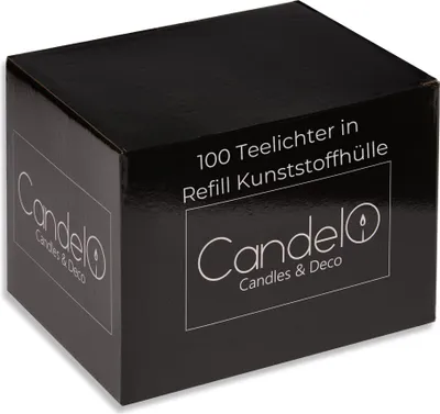Produktbild von Candelo 125er Set hochwertige Teelichter Ambiente unbeduftet – 1,7 x 3,8cm und 4h Brenndauer - Kerzen Weiß - Kunststoff Hülle - in Spender Box