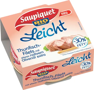 Image de Filet de thon Saupiquet léger avec un peu d'huile d'olive extra vierge 120g