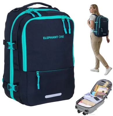 Produktbild von Handgepäck Rucksack Flugzeug Reiserucksack Damen Laptoprucksack Notebook Business Pendler Tasche Travel Elephant ECO Fly Medium 13132 Schwarz Türkis