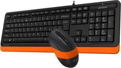 Produktbild von A4Tech Fstyler F1010, Volle Größe (100%), Kabelgebunden, USB, QWERTY, Schwarz, Orange, Maus enthalten