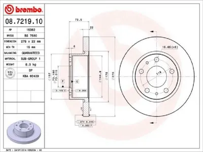 Zdjęcie produktu dla Tarcza hamulcowa BREMBO 08.7219.10