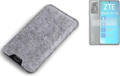 Produktbild von K-S-Trade Filz Handyhülle kompatibel mit ZTE Blade A72s Schutzhülle Filztasche Filz Tasche Case Sleeve Handy Hülle Filzhülle grau