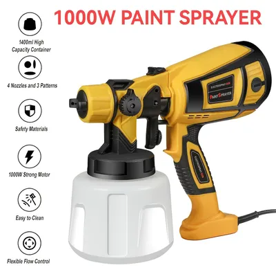 Obrázok produktu pre Elektrická striekacia pištoľ – HVLP striekacia pištoľ – Viaceré trysky – 1000 W – 1400 ml