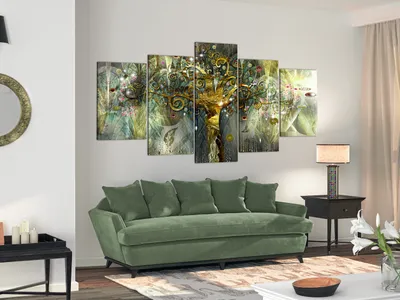 Image de Tableau acoustique Arbre Klimt 200 x 100 cm Tableaux Mousse acoustique Absorbeur acoustique haute performance Isolation acoustique Toile 5 pièces Tableau mural Acoustique intérieure Isolation acoustique Abstrait l-A-0008-b-p