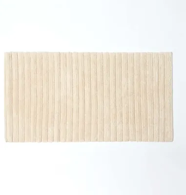 Obrázek produktu pro HOMESCAPES Krémově bílá koupelnová předložka, žebrovaná, 100 % bavlna, hustota vláken 1500,  50 x 100 cm