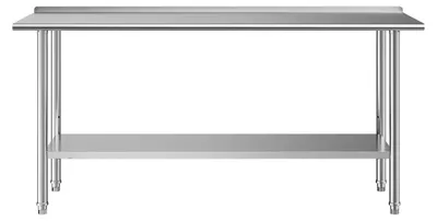 Image de Table en acier inoxydable pour restauration, dimensions 1829 x 610 x 894 mm, table en acier inoxydable réglable avec rebord