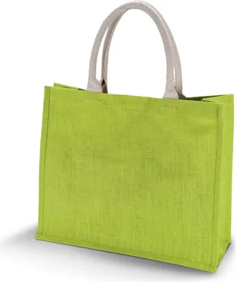 Image de Kimood Sac de plage en jute pour femme RW5614 (taille unique) (Citron vert)