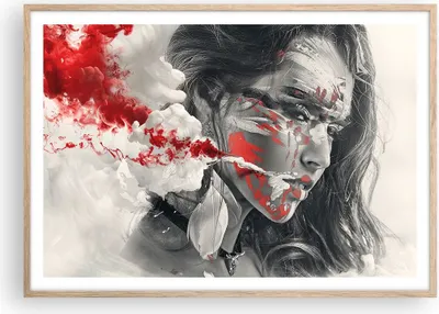 Produktbild von Gerahmtes Poster - Rahmen in heller Eiche - Frau Gesicht Kunst - 100x70 cm - Wand Bild - Wanddeko - Wandbilder - Wandposter - Bilderrahmen - Bilder - Kunstdruck - Wandbild - P2NAA100x70-3867