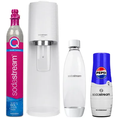 Produktbild von Sodastream Terra Wassersprudler Weiß 1L Flasche Pepsi Sirup Set
