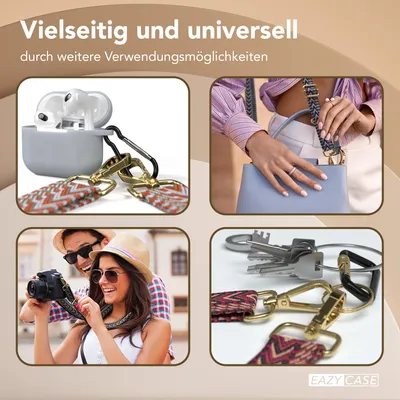Produktbild von EAZY CASE - Handykette Universal Pad zum Umhängen, kompatibel mit jedem Handy, Kette mit Hülle, Handyband ZigZag Style in Violett