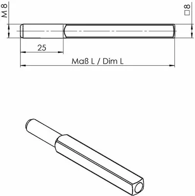 Immagine prodotto di Perno intercambiabile OGRO 115 4-KT.8x105mm STA M8 OGRO