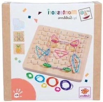 Obrázek produktu pro Montessori geometrická tabule – Dřevěná hrací deska – Učení tvarů – Vzdělávací dřevěné hračky – 40 x 180 mm – Přírodní