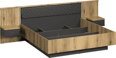 Produktbild von Trendteam Schlafen Bettanlage Esteban inkl. Nachttischen/Kopfteil/Beleuchtung, Artisan Eiche Melamin/Anthrazit, B/H/T 302/97/204
