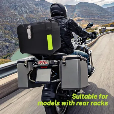 Immagine prodotto di valigia posteriore universale per moto da 60 litri, impermeabile, bauletto in ABS, antiurto, rivestimento in Finto cuoio per scooter con portapacchi posteriore, nero