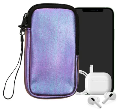 Produktbild von kwmobile Neopren Handytasche für Smartphones XXL - 7" - Handy Tasche mit Reißverschluss - Handyhülle universal Metallic Lavendel