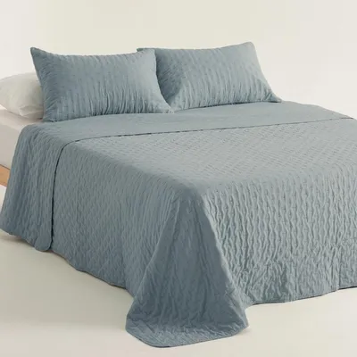 Obrázek produktu pro GAMUSI Sada přikrývky a povlaků na polštáře, 235x270 cm – Modrá – Lehká a měkká přikrývka s 2 povlaky na polštáře – Certifikováno OEKO-TEX