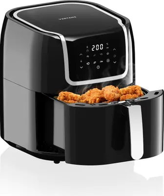 Produktbild von VERTENZ Taste 70 | Kompakte Heißluftfritteuse Airfryer XXL 7.7 Liter | 8 Automatische Menüs | 1800 W | LED-Touchscreen | Ohne Öl | 200°C | Schwarz
