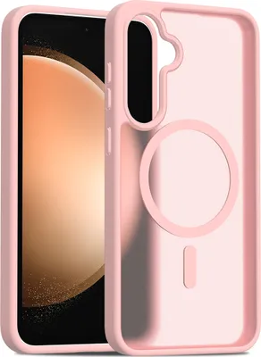 Obrázek produktu pro Magnetické pouzdro pro Samsung Galaxy S23 FE, kompatibilní s MagSafe, matná průsvitná zadní strana, odolné proti nárazům Růžová