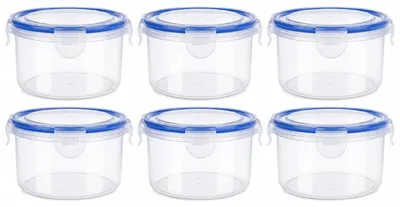 6 runde Frischhaltedosen 600 ml mit Deckel, luftdicht