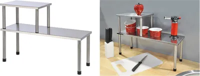 Produktbild von Edelstahl Küchenregal für die Arbeitsplatte - 45 x 32 cm - Küchen Organizer mit 2 Etagen - Gewürzregal Standregal Küchengestell klein 2 Ablagen