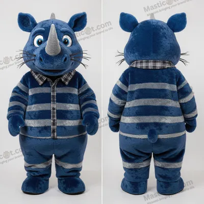 Productafbeelding van Blauwe breedschouderige wolharige neushoorn mascotte MASTICOT