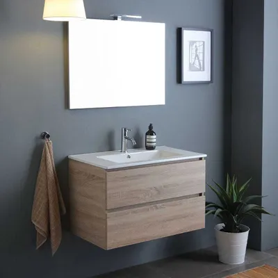 Produktbild von Badezimmermöbel-Set, 4-teilig, 90 cm, Holz-Optik-Eiche | Berlin