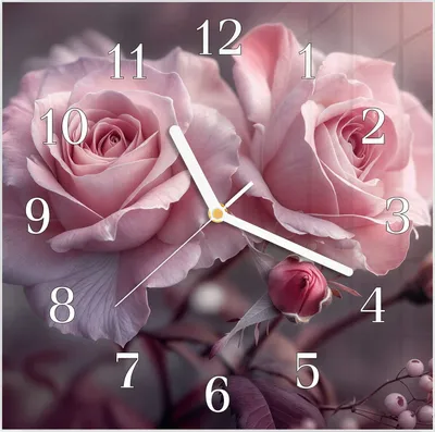 Produktbild von Wanduhr aus Glas mit Motiv Romantische Rosen- 30 x 30 cm - inkl. Aufhängesystem