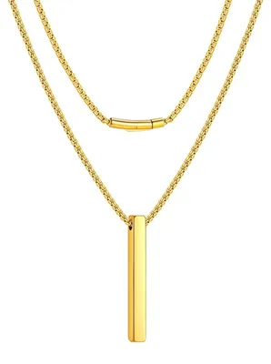 Immagine prodotto di Solidchoice - Collana da uomo con ciondolo a barra, acciaio inossidabile, colore oro, 50 cm