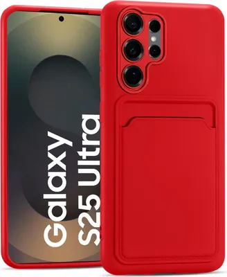 Immagine prodotto di Custodia per cellulare per Samsung Galaxy S25 Ultra cover protettiva in silicone con slot per schede Slim Wallet Case, rosso
