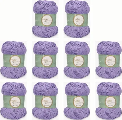 Image de 10 pelotes de fil Anchor Creativa Fino – fil de coton mercerisé pour crochet (couleur 00108)