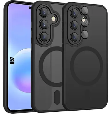 Image de Coque pour Samsung Galaxy A57 5G, avec Anneau Magnétique Vitre Caméra - Translucide Noir