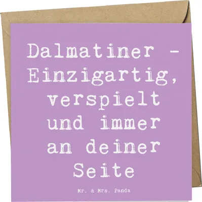 Produktbild von Mr. & Mrs. Panda Grußkarte Spruch Dalmatiner Freund - Lavendeltraum - Geschenk, Geschichte, Hunderassen Eigenschaften, doppelkarte, faltkarte, Charakter, Glückwunschkarte
