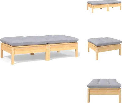 Image de vidaXL Canapé de jardin 2 places avec coussins en pin massif gris - éléments de canapé de jardin