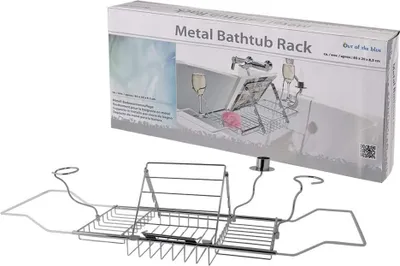 Produktbild von Badewannenablage Metall mit Sektglas- und Kerzenhalter, ca. 85 x 20 x 8,5 cm