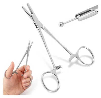 Produktbild von 3mm Piercingzange für Kugeln aus Edelstahl, Piercinghilfe für Wechsel, geeignet für Ohr, Nase, Lippe und Bauchnabel