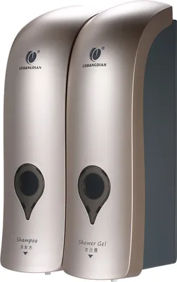 Obrázok produktu pre CHUANGDIAN 300 ml * 2 ks Nástenný dvojitý manuálny dávkovač mydla, sprchového gélu a tekutého šampónu – držiak pre hotely a domáce kúpeľne – šampanské zlato
