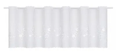 Produktbild von Scheibengardine Bistrogardine bestickt Blume HxB 44x153cm Voile weiß 2656