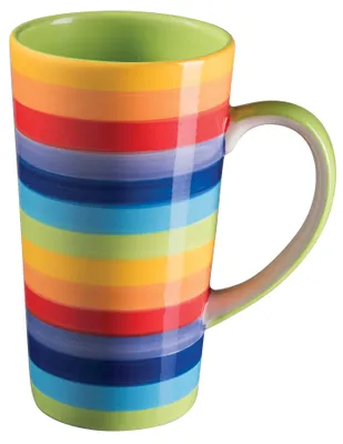 Handbeschilderte Keramik-Tasse, Regenbogenstreifen, 500 ml