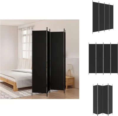 Zdjęcie produktu dla vidaXL 4-częściowy parawan czarny 200x220 cm tkanina - przegroda do pokoju