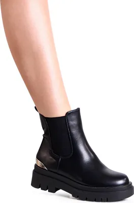 Produktbild von topschuhe24 2607 Damen Plateau Stiefeletten Chelsea Boots , Farbe:Schwarz, Größe:37 EU