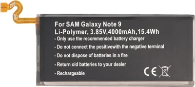 Produktbild von Akku passend für Samsung Galaxy Note 9, Li-Polymer, 3,85V, 4000mAh, 15,4Wh, built-in, ohne Werkzeug