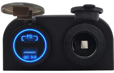 Produktbild von ProRide 12V Aufputz USB/USB-C Steckdose 2-Port QC3.0 mit 12/24V Buchse