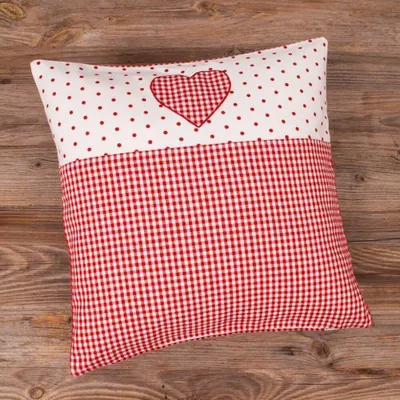 Produktbild von Kissen-Bezug 40x40 cm Herz rot Landhaus-Stil Baumwolle