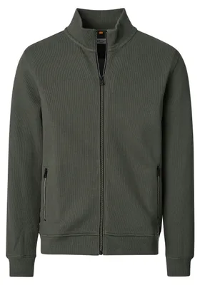 Zdjęcie produktu dla Ciepła bluza dresowa męska REDMOND, krótki rękaw, kołnierz typu stójka, zamek błyskawiczny, kolor oliwkowy, rozmiar L