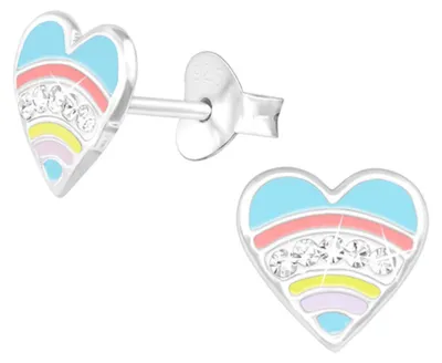 Produktbild von Kinder-Ohrringe: 925 Silber Ohrstecker „buntes Herz“ Blau
