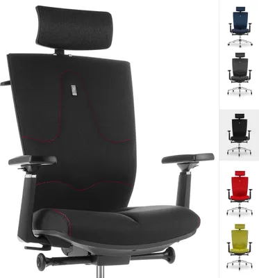 Produktbild von KULIK SYSTEM Ergonomischer Bürostuhl SPACE – Bequemer und verstellbarer Stuhl mit Rückenlehne und Lordosenstütze, azur Schwarz